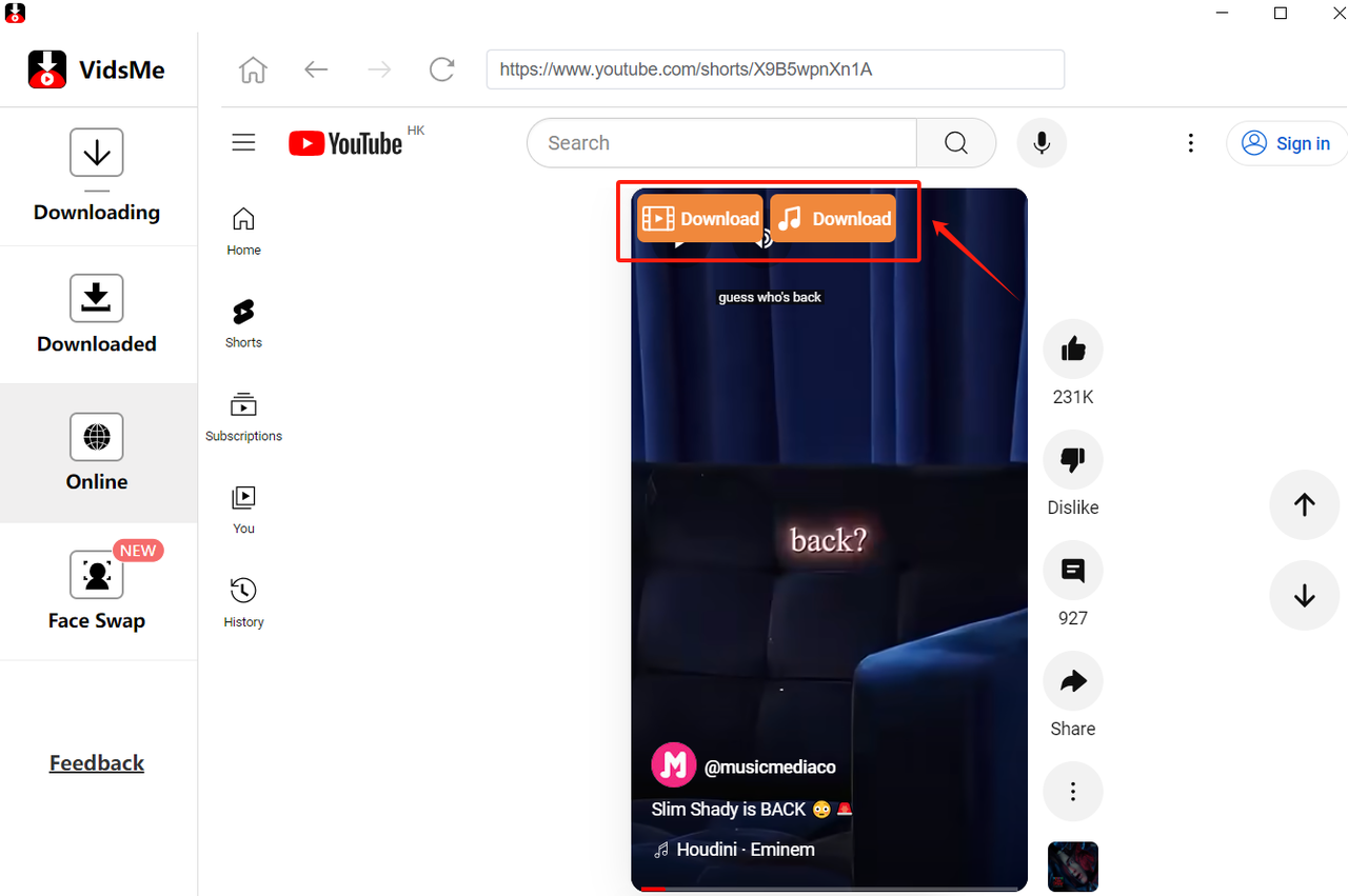 Downloading YouTube Videos in Built-in Browser 